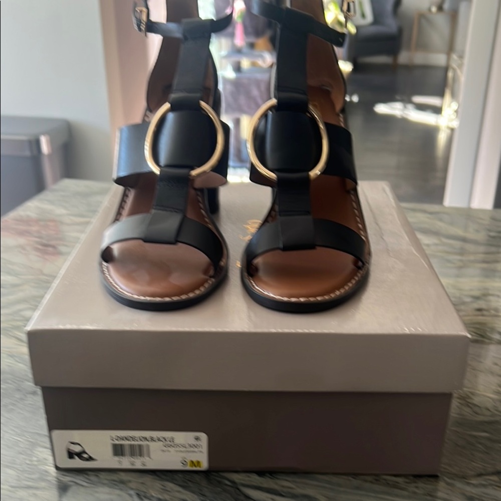 Franco Sarto Heel Sandal with Gold Accents-Never worn
